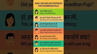 Govardhan Puja Daily English Sentences 🪔 | Learn English with Festival Vibes 🌼 | #shorts #trending