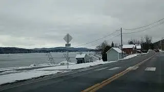 Snowy Winter Drive Past Lake Bomoseen VT - Subscribe