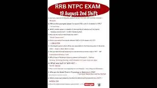 RRB NTPC Exam Analysis 2025 | RRB NTPC 19 August 2nd Shift Question Paper | Today RRB NTPC EXAM