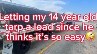 CRST Flatbed&hellip;. A couple Tarping tips for you guys, and my 14-year-old tries his hand at tarping ￼￼￼