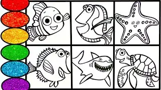 Learn how  to draw Sea Animals from Finding Nemo- Coloring pages for kids