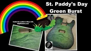 St  Paddy's Day Green Burst on a Wildwood Maple Guitar with Angelus Leather Dye