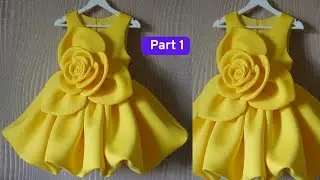 How To Cut And Sew Rose Flower Balloon Dress For Six Year Old Girl