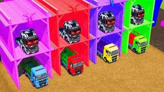 Garage with Colors   ALL MIXER TRUCK WITH DOUBLE FLATBED TRAILER TRUCK, VOLVO, SCANIA, KENWORTH #191