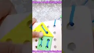 Creative Rope Game with shapes & laces - Wooden Toy