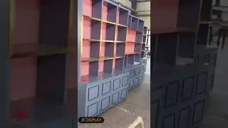 Cosmetic Display Cabinet in Stainless steel Shelves with Wooden Showcase by Store display Furniture