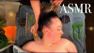 ASMR Hair Play & Face Massage for Anxiety Relief & Sleep (Rain Sounds/No Talking)