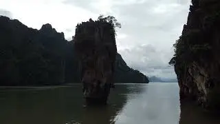Drone Video of Ko Ta Pu Islet under a Cloudy sky