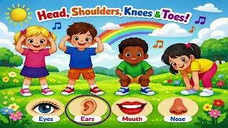 Head, Shoulders, Knees and Toes 👶🎵 | Kids Action Song | Nursery Rhyme | Body parts name's | class 1 