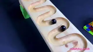marble Run Race ASMR #304 Wooden WaveCourse Colorful Marbles #marblerun #marblerunrace #asmr