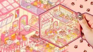 [ASMR] DIY Setting Up the Cutest Puppy Pink Sweet Cake Shop | Cozy & Adorable 3D Sticker Scene 🐶🎂🎀✨