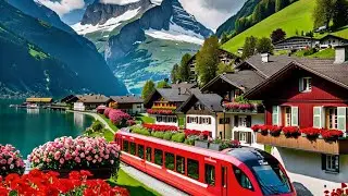 🇨🇭 Interlaken, Switzerland, Relaxing walking tour, 4K, Travel Guide