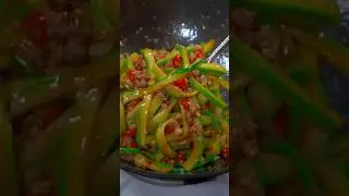 Fried zucchini with minced meat #cooking #burmesefood #food #foods