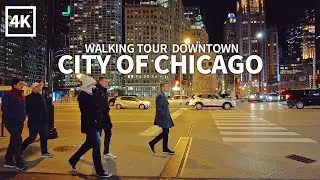 [4K] CHICAGO - Evening Walk Downtown, Randolph Street & Michigan Avenue, Illinois, Travel, USA