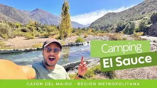 Camping El Sauce, entre montañas y el río Maipo.