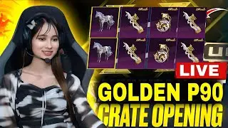 GOLDEN P90 CRATE OPENING😱CONQUEROR TOP 100 LIVE😍💥BGMI LIVE |#bgmilive #girlgamer #pubgmobile