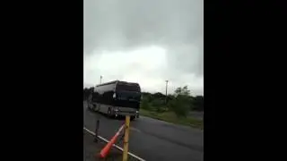 Luke Bryan's Buses Arrive in Bristow, the day after he fell off stage in Charlotte!