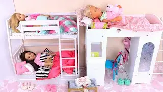Baby Dolls Evening Dress up in Bunk Bedroom with Girls Toys