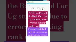 ICAR UG Rank Card deleted😢(Latest Update) #icarcounselling2023 #rankcard2023 #short #viral #feed