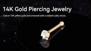 KKV45G：14K Gold Piercing Jewelry with Cubic Zirconia（Nose Ring）#piercingjewelry #14kgold