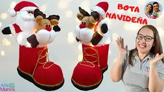 🔴Cómo Hacer BOTAS NAVIDEÑAS Con Santa Claus y Reno, DOS TUTORIALES Con Arte en Tus Manos✅