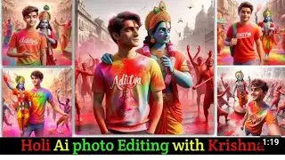 Holi Ai photo Editing with Krishna | Holi Ai photo kaise banaye 2024 | Holi photo Editing