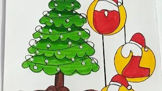 Merry Christmas Drawing Easy / Santa Claus Drawing / Christmas Tree Drawing / Merry Christmas Poster