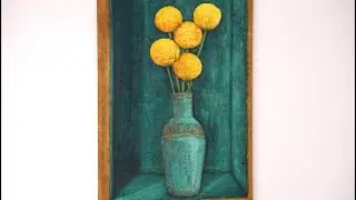 Rustic Flowers Still Life/Texture Acrylic Painting Tutorial