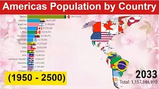 Americas Population by Country  (1950 - 2500) Most Populated Countries