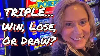 Does Suzanne score on $7.50 a hand Triple Play Video Poker?  Watch & find out at Rampart, Las Vegas!