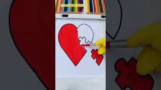 How to make Heart Puzzle &hearts;️ painting by using brush pens #creativity #india #artwork