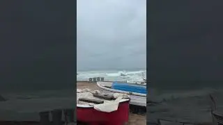 Stormy sea in Blanes, Costa Brava, Spain.