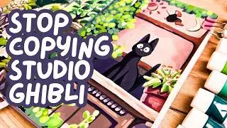 Painting Studio Ghibli scenes (+ Tips for using Acrylic Gouache)