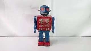 brinquedo antigo de lata Lindo rob&ocirc; Apollo 2000 fabricado pela Horikawa Antique tin toy Robot Japan