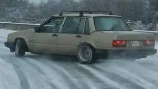 STANCED VOLVO 740 TURBO SNOW DRIFT SESH!