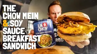 I made a Chow Mein Noodle & Soy Sauce Breakfast Sandwich on an Eggy, Crispy Bagel. 🍳🥯🥚