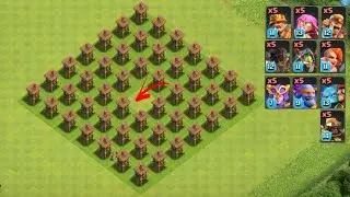 5x Super Troops Vs 48x Level 1 Archer Tower Formation Clash Of Clans 