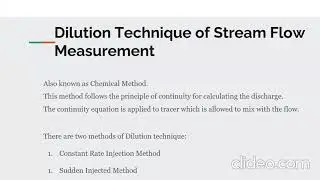 Dilution Technique of Streamflow Measurement and Electromagnetic Method