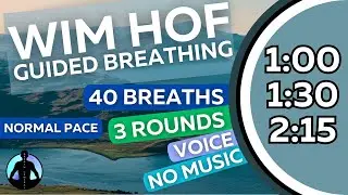 WIM HOF Guided Breathing | 40 Breaths 3 Rounds Normal Pace | Up to 2:15min | No Music