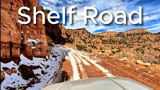 Shelf Road to Cripple Creek Colorado.   One lane dirt road cliffs edge 4K drive