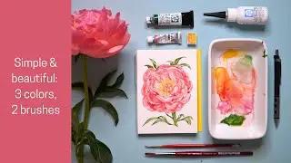 Beginner-friendly coral charm peony | Watercolor tutorial