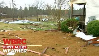 Storm damage in Glencoe, Alabama