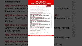 USA B1 B2 visa Interview Questions and Answers