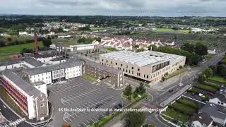 Aerial video of Braid Valley Hospital and Ballymena Health Centre Town Northern Ireland 3 4K & HD