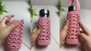 Fishing Net Flower Crochet Tutorial | How to Crochet Cup Rims and Cup Straps Step-by-Step