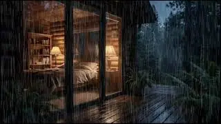 Cozy Woodland Cabin Night Sleep 🌲 | Relaxing rain Ambience and Soft rain for Deep Sleep