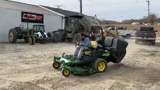JOHN DEERE 757 ZERO TURN MOWER WITH BAGGER For Sale
