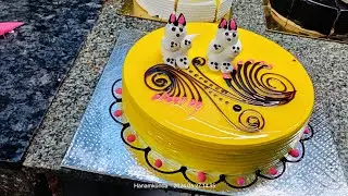 #cacke pineapple flower cake 1kg fresh cream cake teddy design super1 kg kuchh is tarah banaen#cake