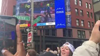 Worknesh Degefa Crossing the Boston Marathon Finish Line