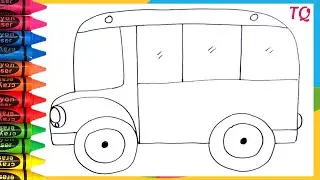 How to draw a school bus with students for children | Drawings For Kids